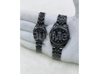 BLACK COLOR COUPLE WATCH - BLACK FACE