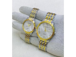 GOLD & SILVER TWO -TONE COUPLE WATCH - WHITE FACE