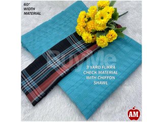 FUKRA CHECK MATERIAL WITH CHIFFON SHAWAL