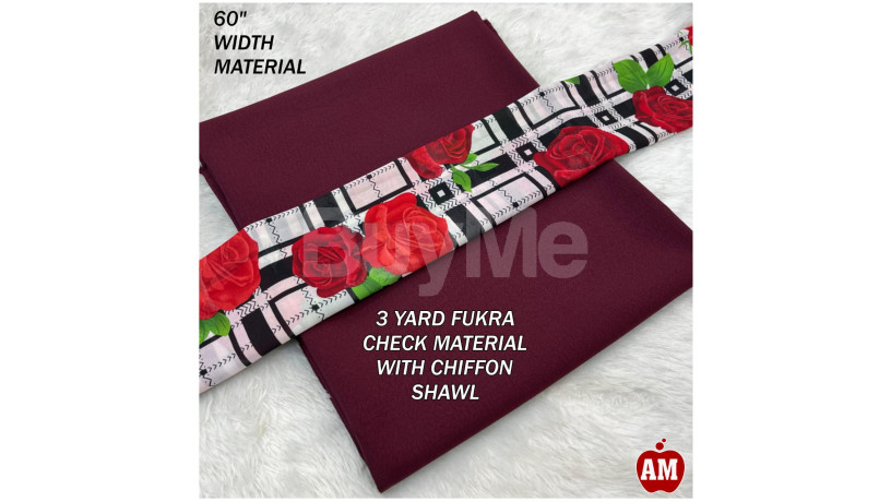 fukra-check-material-with-chiffon-shawal-maroon-colour-big-0