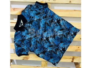 PRINTED COLLAR T-SHIRT - LIGHT BLUE