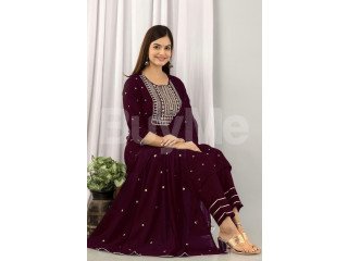 RAYON SALWAR SUIT SET - MAROON