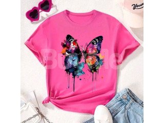 LADIES PRINTED T-SHIRT - PINK