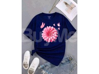 LADIES PRINTED T-SHIRT - BLUE