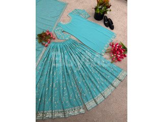 PARTY WEAR LOOK TOP-PLAZZO AND DUPATTA WITH HEAVY EMBROIDERY WORK