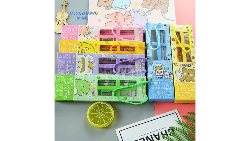 cute-kids-stationery-cartoon-ruler-eraser-sharpener-pencil-school-set-big-1