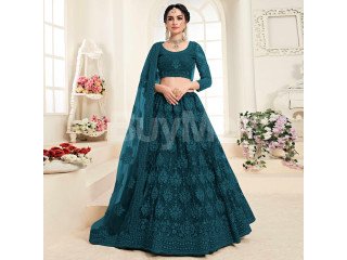 NET LEHENGA - TEAL