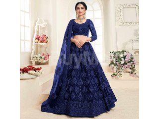 NET LEHENGA - BLUE