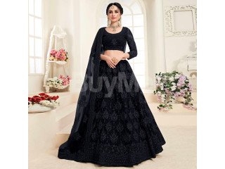 NET LEHENGA - BLACK