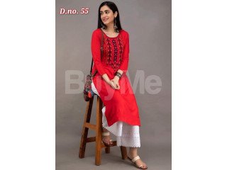 RED KURTI WITH PLAZO PANT