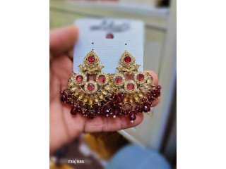 DAZZLING JUMKI-TYPE EARRINGS - RED