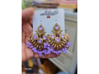 DAZZLING JUMKI-TYPE EARRINGS - PURPLE