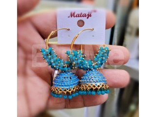 JUMKI TYPE EARRINGS - LIGHT BLUE