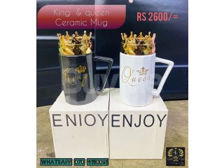 KING AND QUEEN CERAMIC MUG WITH LID