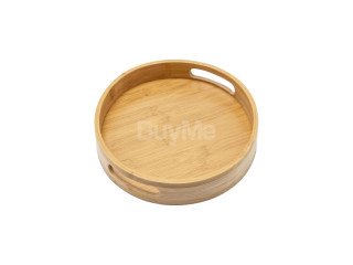 WOODEN ROUND SERVING TRAY SMALL