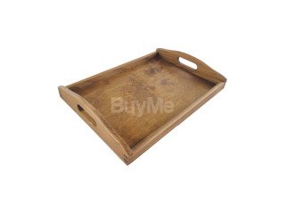 WOODEN BROWN SERVING TRAY - SQUARE SHAPED