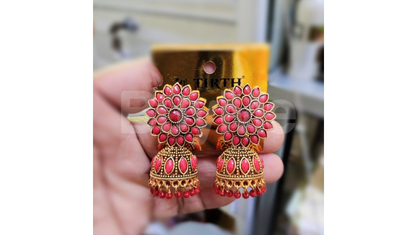 floral-jumki-earrings-peach-colour-big-0