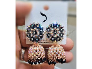 MUMBAI JUMKI EARRINGS - BLACK