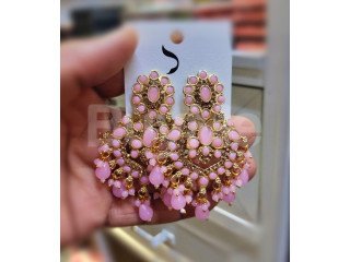 MUMBAI STYLE JUMKI EARRINGS - PINK