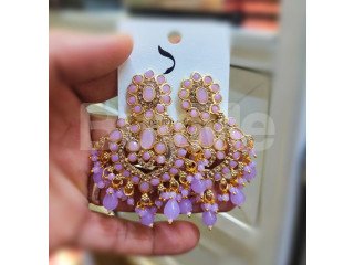 MUMBAI STYLE JUMKI EARRINGS - LIGHT PURPLE