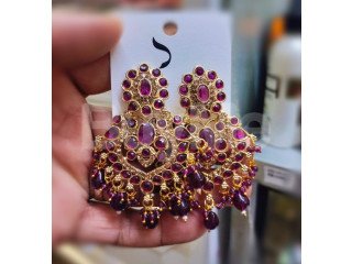 MUMBAI STYLE JUMKI EARRINGS - PURPLE