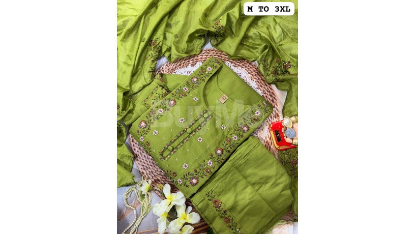 handwork-kurti-with-dupatta-pants-set-green-big-0