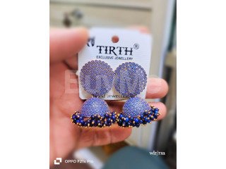 TIRTH JUMKI EARRINGS - DARK BLUE