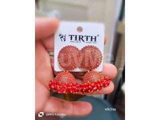 TIRTH JUMKI EARRINGS - RED