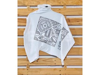 TRENDING CREW NECK TSHIRT DOUBLE SIDE PRINTED - WHITE