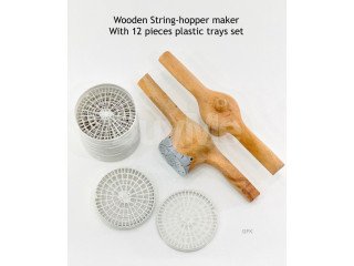 WOODEN STRING-HOPPERS MAKER WITH 12 PCS PLASTIC TRAYS SET