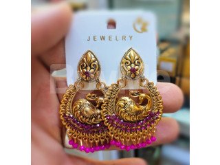 BEATS STUDDED JUMKI EARRINGS - PURPLE