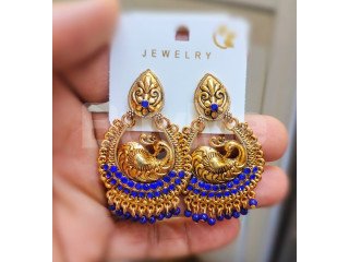 BEATS STUDDED JUMKI EARRINGS - BLUE