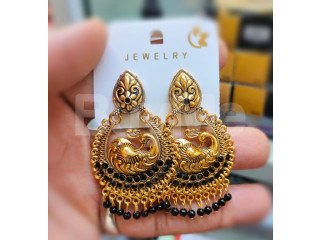 BEATS STUDDED JUMKI EARRINGS - BLACK