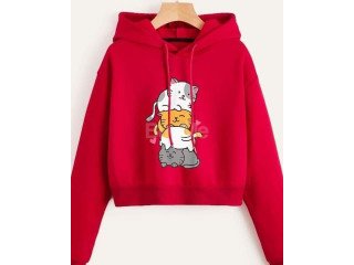 CUTE CAT HOODIE - (RED)