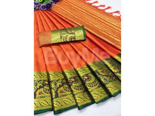 SOFT SOUTH SILK SAREE - ORANGE