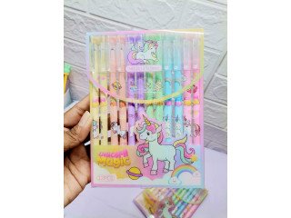 12PCS/SET CUTE UNICORN ERASABLE PENS