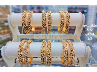 PEARL STUDDED GOLD BANGLES