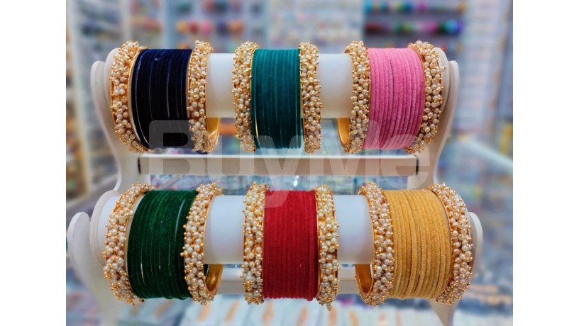 pearl-studded-bangles-with-velvet-bangles-big-0