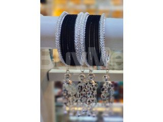 BLACK VELVET BANGLES WITH TASSELS BANGLES