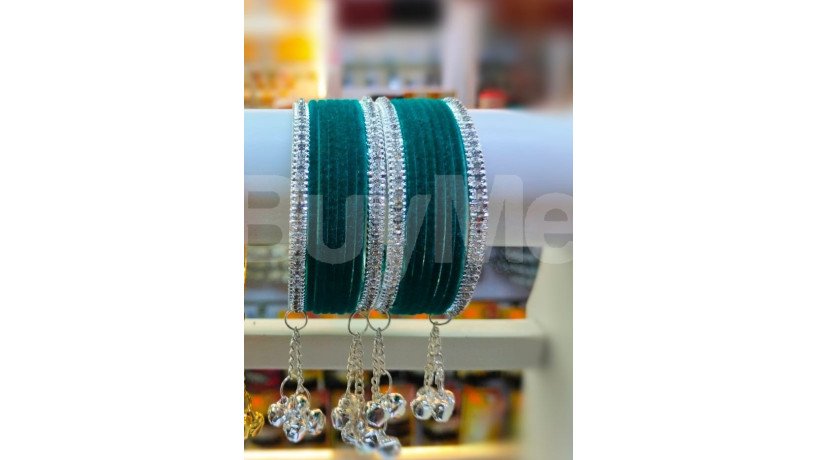 green-velvet-bangles-with-tassels-bangles-big-0