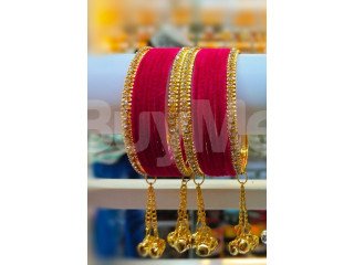 RED VELVET BANGLES WITH TASSELS BANGLES