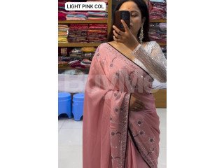 BEAUTIFUL DESIGNER PARTY WEAR SAREE - PINK