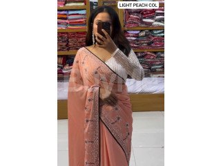 BEAUTIFUL DESIGNER PARTY WEAR SAREE - LIGHT PEACH