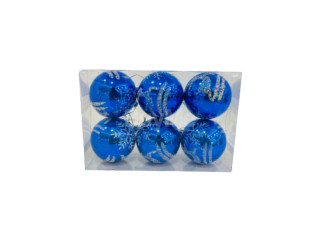 BLUE CHRISTMAS TREE ORNAMENTS SET 6 PCS