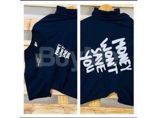 DOUBLE SIDE PRINTED CREW NECK TSHIRT - (DARK BLUE)