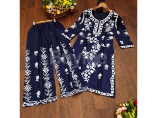 HEAVY RAYON COTTON WID HEAVY EMBROIDERY WORK - NAVY BLUE