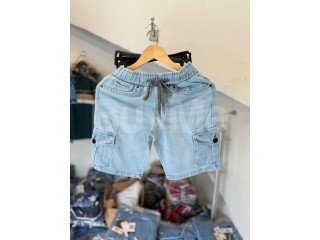 MEN SUPER DRY ELASTIC MEN CARGO DENIM SHORT - ICE BLUE