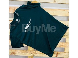 RIB PRINT HIGH TSHIRT - DARK GREEN