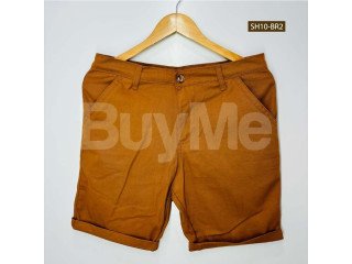 TWILL COTTON SHORT- BROWN