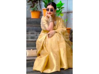 TISSUE COTTON SAREE - GOLD